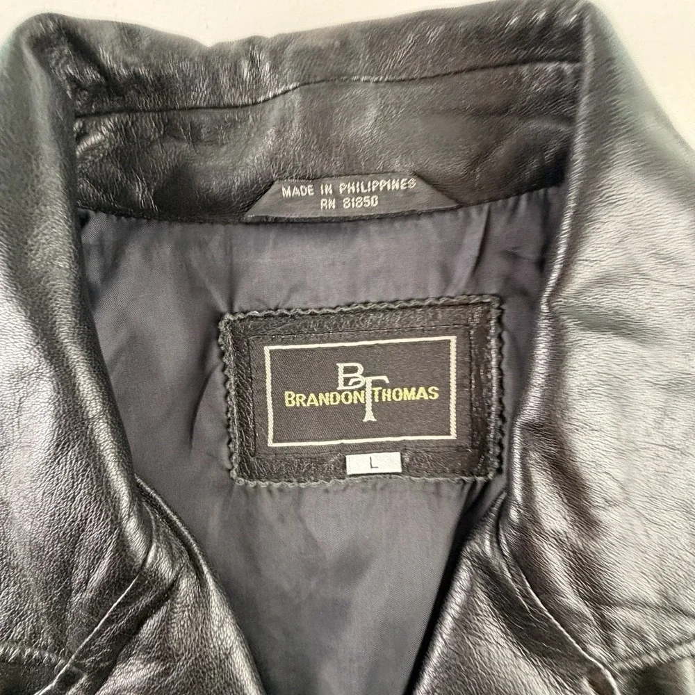 Vintage H&H Leather Black Blazer‎ Mens 42 Genuine Leather 90s Sport Coa